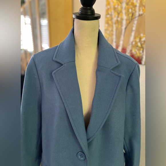 Haute Edition - cloudy sky blue elegant wool blend coat - Picture 2 of 11